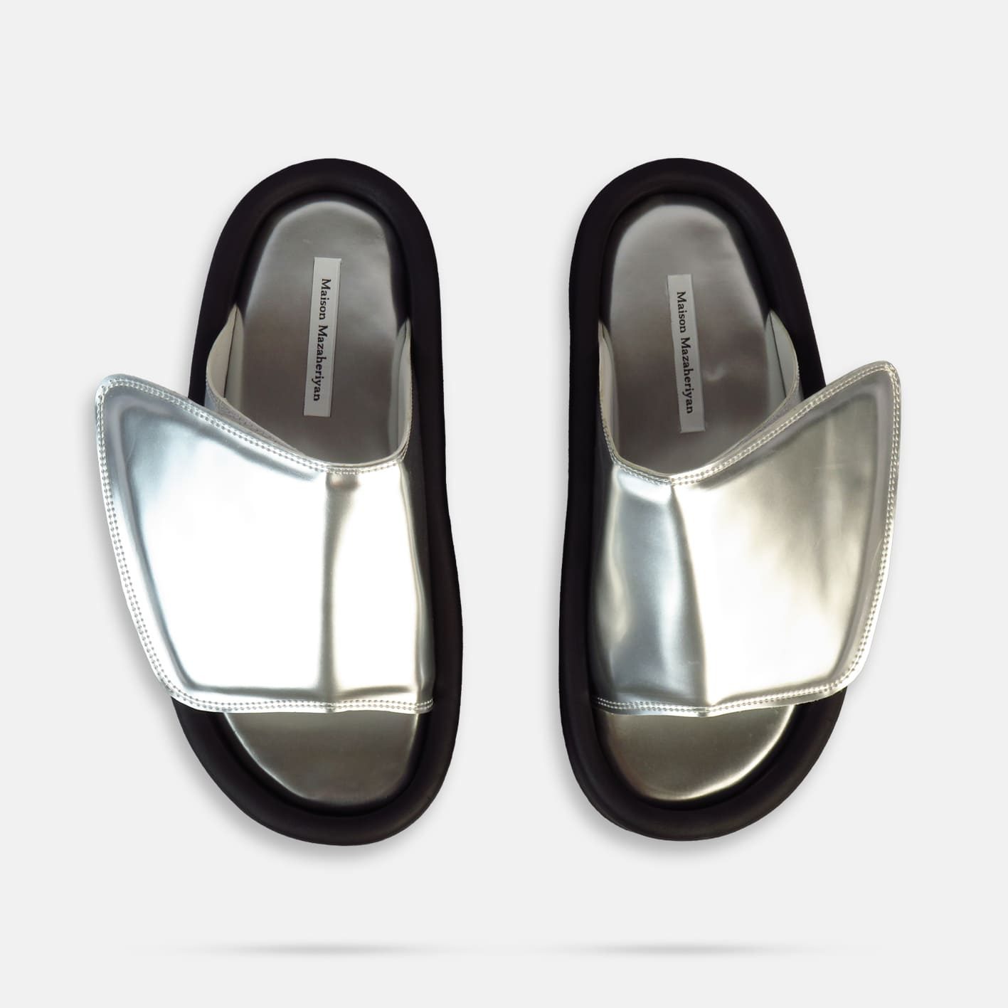 MAZAHERIYAN.1404.SS.026 OT Slipper – Silver Mirror - Image 1