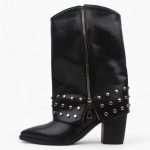 Punched Skirt Boot _ Black