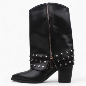 Punched Skirt Boot _ Black