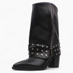 Punched Skirt Boot _ Black
