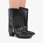 Punched Skirt Boot _ Black