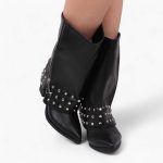 Punched Skirt Boot _ Black