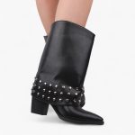 Punched Skirt Boot _ Black - Image 2